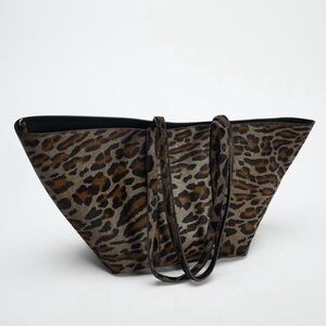 ANIMAL PRINT LEATHER COW HIDE TOTE BAG NWT